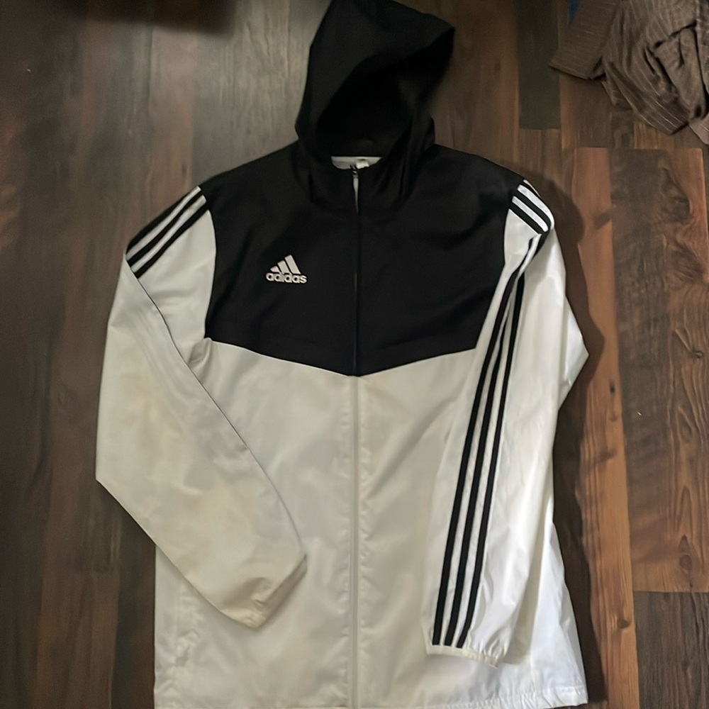 Black and White Adidas wind coat